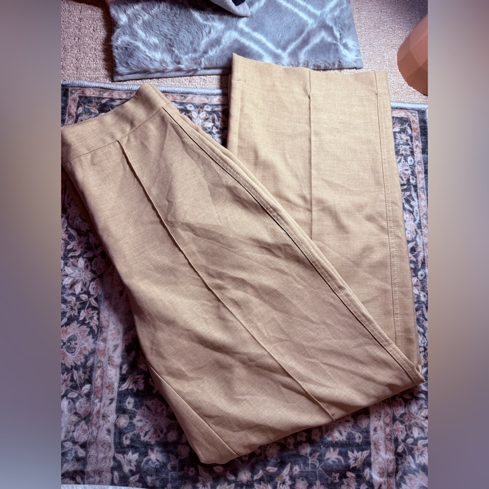 Bershka Women's Tan Wide Leg Pants